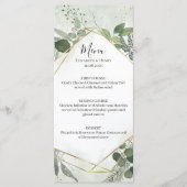 Greenery boho gold geometric watercolour wedding menu (Voorkant)
