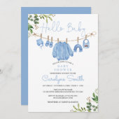 Greenery Boho Kleding Jongen Baby shower Kaart (Voorkant / Achterkant)