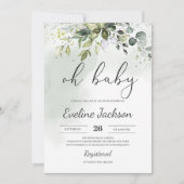 Greenery Boho Oh Baby shower Invitation Eucalyptus Kaart (Voorkant)
