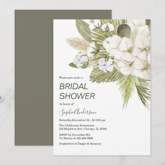 Greenery Boho Pampas Grass Vrijgezellenfeest Kaart (Voorkant / Achterkant)