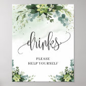 Greenery boho succulent floral foliage drink sign poster (Voorkant)