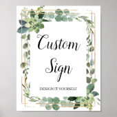 Greenery boho succulent gold glitter custom sign poster (Voorkant)
