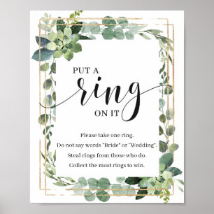 Greenery boho Succulent Zet een ring op het spelbo Poster