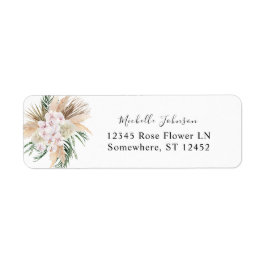 Greenery Boho Tropical Floral 1B Return Address Etiket