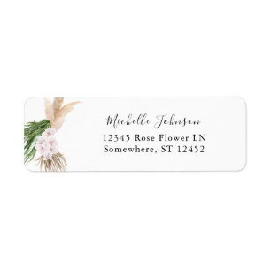 Greenery Boho Tropical Floral 2 Return Address Etiket
