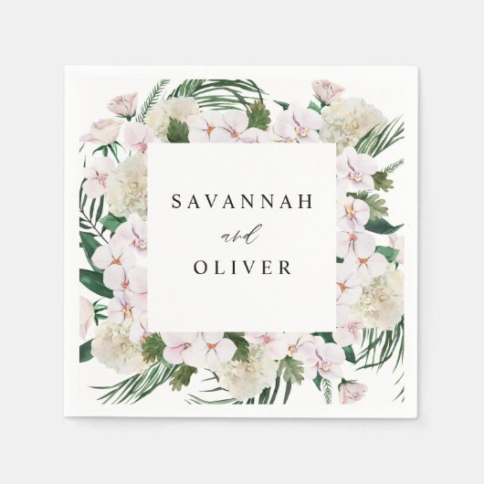 Greenery Boho Tropical Floral Name Servet (Voorkant)