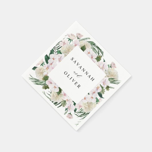 Greenery Boho Tropical Floral Name Servet (Hoek)