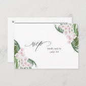 Greenery Boho Tropical Floral w Meal RSVP Card (Voorkant / Achterkant)
