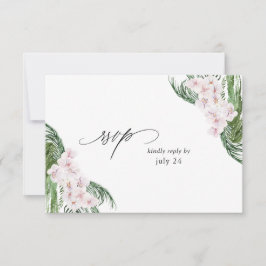 Greenery Boho Tropical Floral w Meal RSVP Card