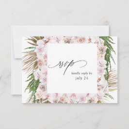 Greenery Boho Tropical Floral w Meal RSVP Card 2 Kaartje