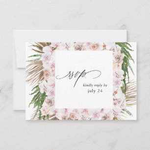Greenery Boho Tropical Floral w Meal RSVP Card 2 Kaartje