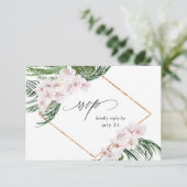 Greenery Boho Tropical Floral w Meal RSVP Card 3 (Staand voorkant)