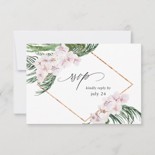 Greenery Boho Tropical Floral w Meal RSVP Card 3 Kaartje (Voorkant)