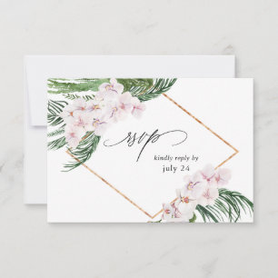 Greenery Boho Tropical Floral w Meal RSVP Card 3 Kaartje