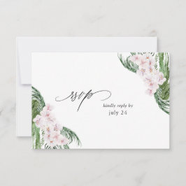 Greenery Boho Tropical Floral w Meal RSVP Card Kaartje