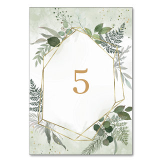 Greenery boho watercolour gold geometric wedding kaart
