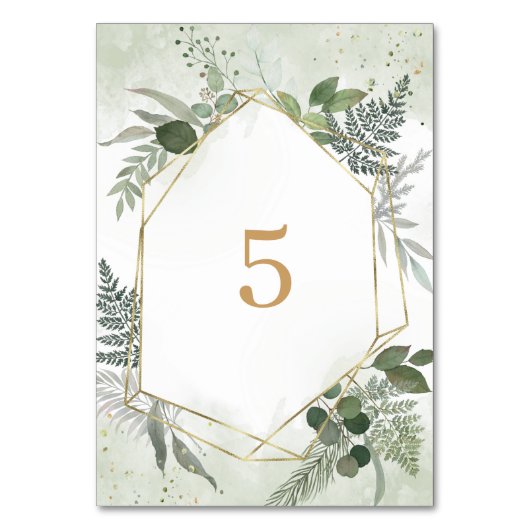 Greenery boho watercolour gold geometric wedding kaart (Voorkant)