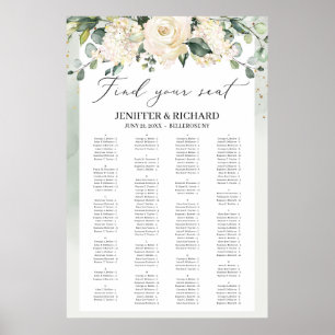 Greenery boho white roos bruiloft-zitje poster