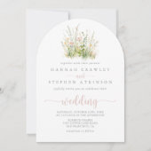 Greenery Boho Wildflower Arch voor & achter bruilo Kaart (Voorkant)