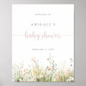 Greenery Boho Wildflower Baby shower Welkom Poster (Voorkant)