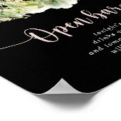Greenery Boho Wildflower Black Wedding Open Bar Poster (Hoek)