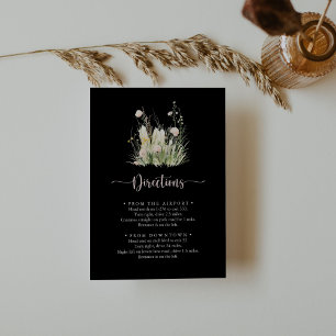 Greenery Boho Wildflower Black Wedding Routebeschr Informatiekaartje