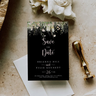 Greenery Boho Wildflower Black Wedding Save The Date