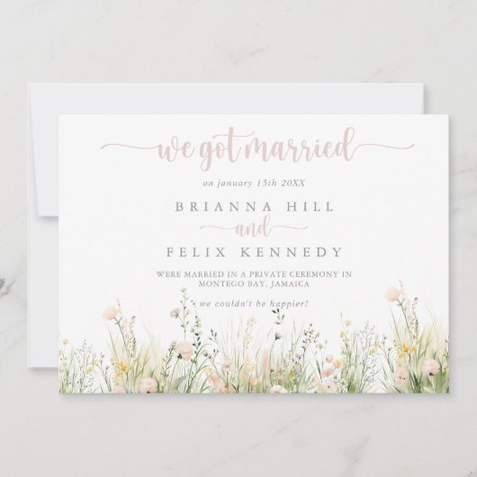 Greenery Boho Wildflower Elopement Aankondiging (Voorkant)