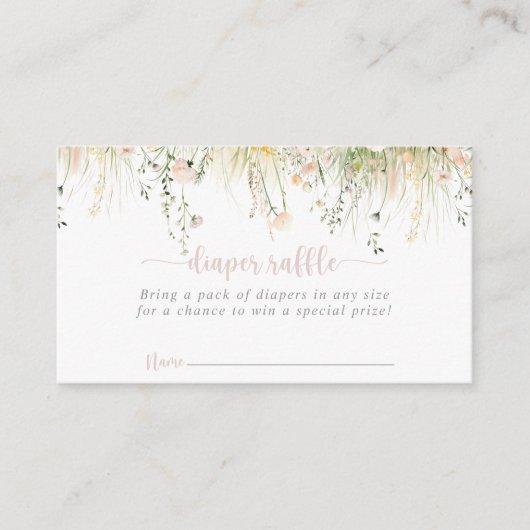 Greenery Boho Wildflower Luier Raffle Ticket Informatiekaartje (Voorkant)