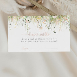 Greenery Boho Wildflower Luier Raffle Ticket Informatiekaartje