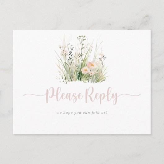 Greenery Boho Wildflower Menu Keuze RSVP (Voorkant)