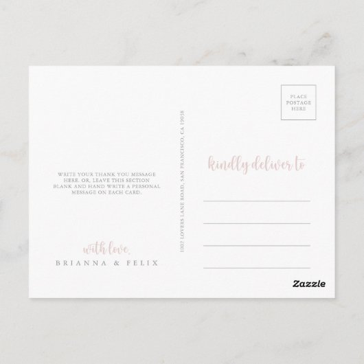 Greenery Boho Wildflower Navy Dank u Briefkaart (Achterkant)