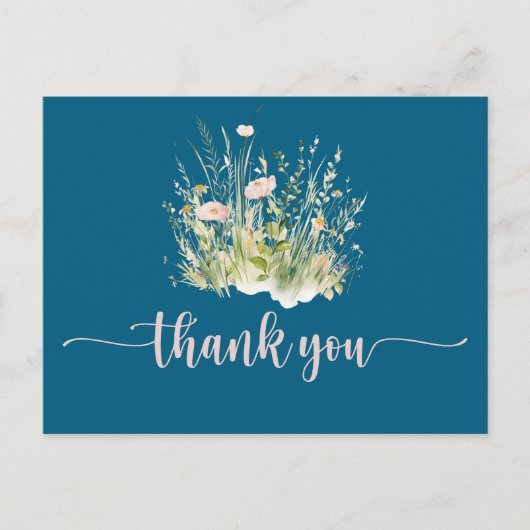 Greenery Boho Wildflower Navy Dank u Briefkaart (Voorkant)