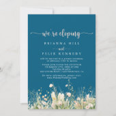 Greenery Boho Wildflower Navy Elopement Receptie Kaart (Voorkant)