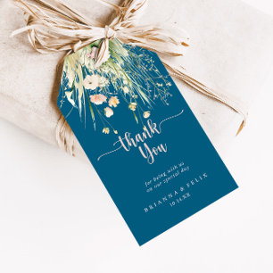 Greenery Boho Wildflower Navy Wedding Bedankt Cadeaulabel