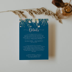 Greenery Boho Wildflower Navy Wedding Details Informatiekaartje