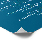 Greenery Boho Wildflower Navy Wedding Drinken Menu Poster (Hoek)