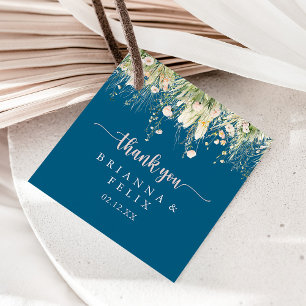 Greenery Boho Wildflower Navy Wedding Favoriete La Bedankjes Labels