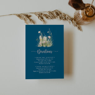 Greenery Boho Wildflower Navy Wedding Routebeschri Informatiekaartje