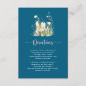 Greenery Boho Wildflower Navy Wedding Routebeschri Informatiekaartje (Voorkant)