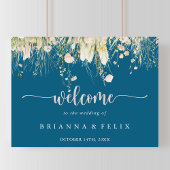 Greenery Boho Wildflower Navy Wedding Welkomstbord Poster