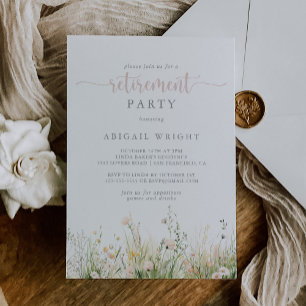 Greenery Boho Wildflower Retirement Party Kaart