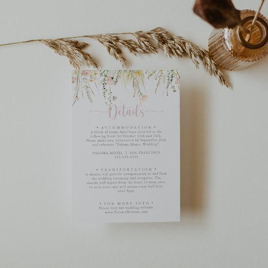 Greenery Boho Wildflower Wedding Details Informatiekaartje