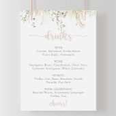 Greenery Boho Wildflower Wedding Drinken Menu Sign Poster