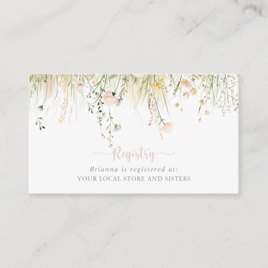 Greenery Boho Wildflower Wedding Gift Registry Informatiekaartje (Voorkant)