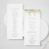 Greenery Boho Wildflower Wedding Program Programmakaart
