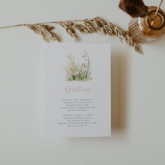 Greenery Boho Wildflower Wedding Routebeschrijving Informatiekaartje