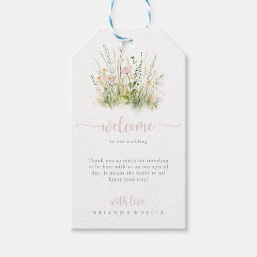 Greenery Boho Wildflower Wedding Welkom Gift Label Cadeaulabel (Voorkant)