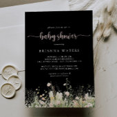 Greenery Boho Wildflower Zwart Baby shower Kaart