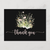 Greenery Boho Wildflower Zwart Bedankt Briefkaart (Voorkant)